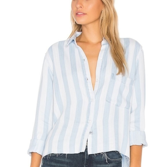 Rails Tops - Rails Bishop Striped Button-front Cutoff Top Bar Harbor Tencel Sz‎ XS